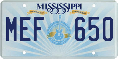 MS license plate MEF650