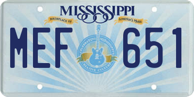 MS license plate MEF651