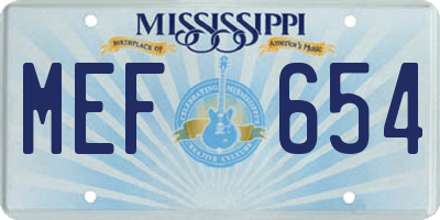 MS license plate MEF654
