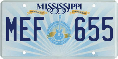 MS license plate MEF655