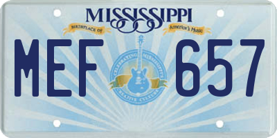 MS license plate MEF657