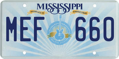 MS license plate MEF660