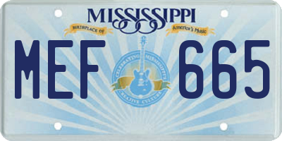 MS license plate MEF665