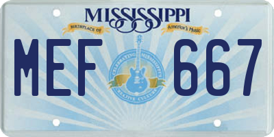 MS license plate MEF667