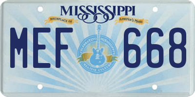 MS license plate MEF668