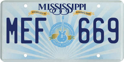 MS license plate MEF669