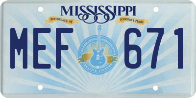 MS license plate MEF671