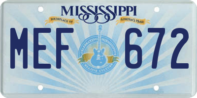 MS license plate MEF672