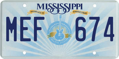 MS license plate MEF674