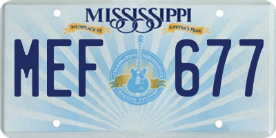 MS license plate MEF677