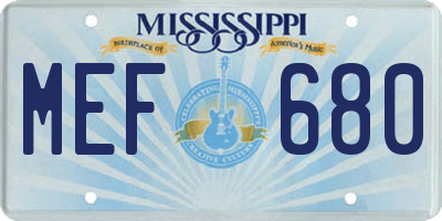 MS license plate MEF680