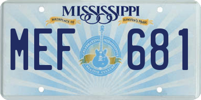 MS license plate MEF681
