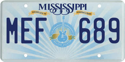 MS license plate MEF689