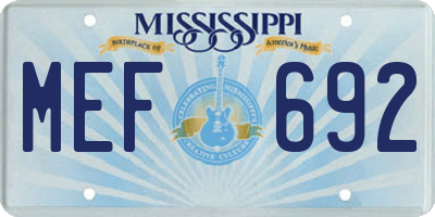 MS license plate MEF692
