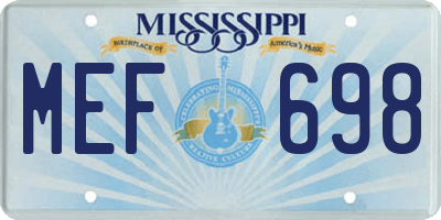 MS license plate MEF698