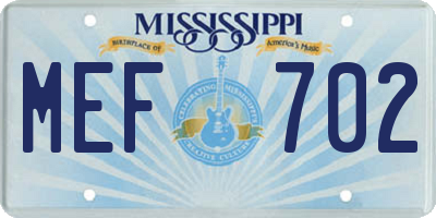 MS license plate MEF702