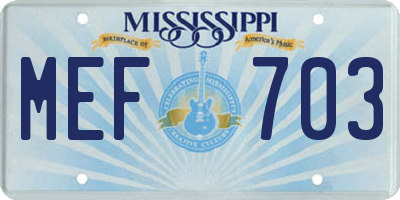 MS license plate MEF703