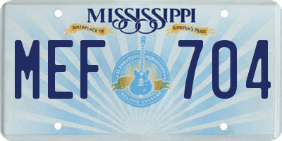 MS license plate MEF704
