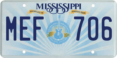 MS license plate MEF706