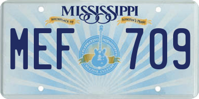 MS license plate MEF709