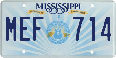 MS license plate MEF714