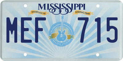 MS license plate MEF715