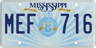 MS license plate MEF716