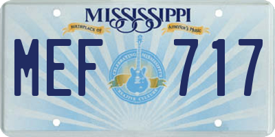 MS license plate MEF717
