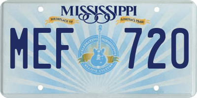 MS license plate MEF720