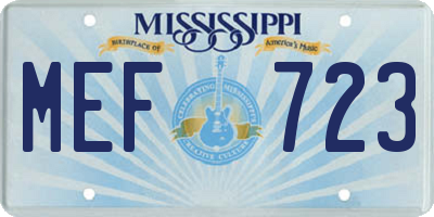MS license plate MEF723
