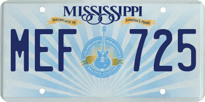 MS license plate MEF725