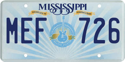 MS license plate MEF726