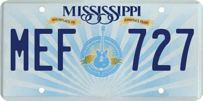 MS license plate MEF727
