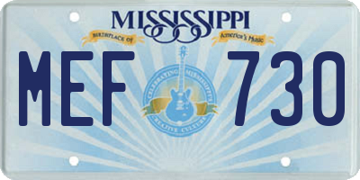MS license plate MEF730