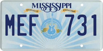 MS license plate MEF731