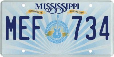 MS license plate MEF734