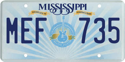 MS license plate MEF735