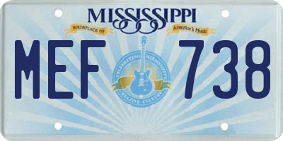 MS license plate MEF738