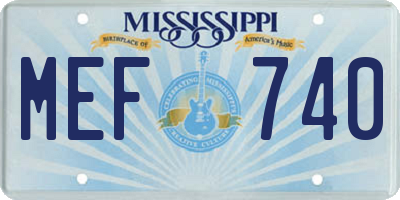 MS license plate MEF740