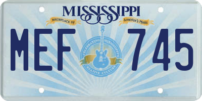 MS license plate MEF745