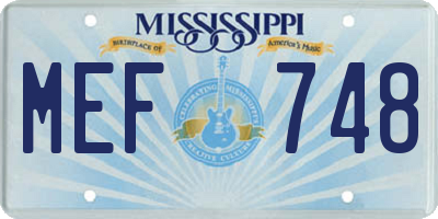 MS license plate MEF748