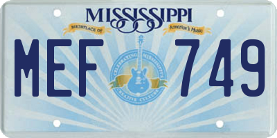 MS license plate MEF749