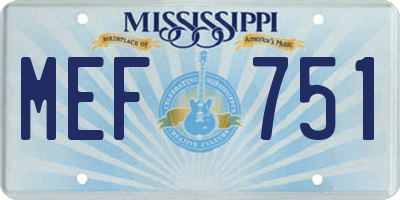 MS license plate MEF751