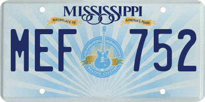 MS license plate MEF752