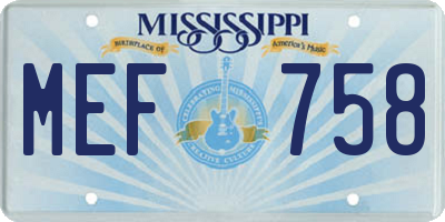 MS license plate MEF758