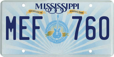 MS license plate MEF760
