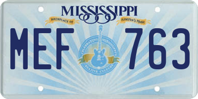 MS license plate MEF763