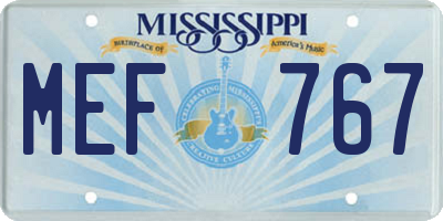 MS license plate MEF767