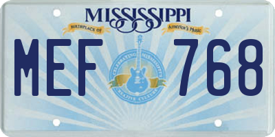 MS license plate MEF768