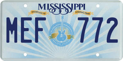 MS license plate MEF772